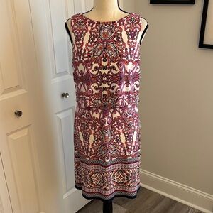 Vince Camuto Red and Pink Patterned Mini Dress